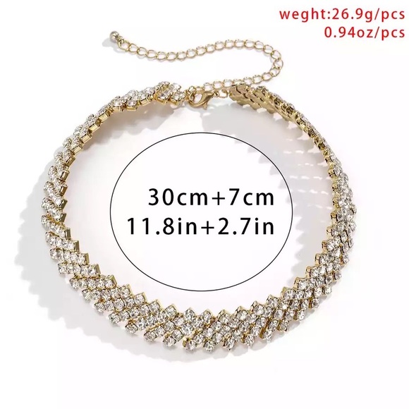 🆕 Iced Out Rhinestone Gold Chunky Chain Choker - Picture 6 of 6